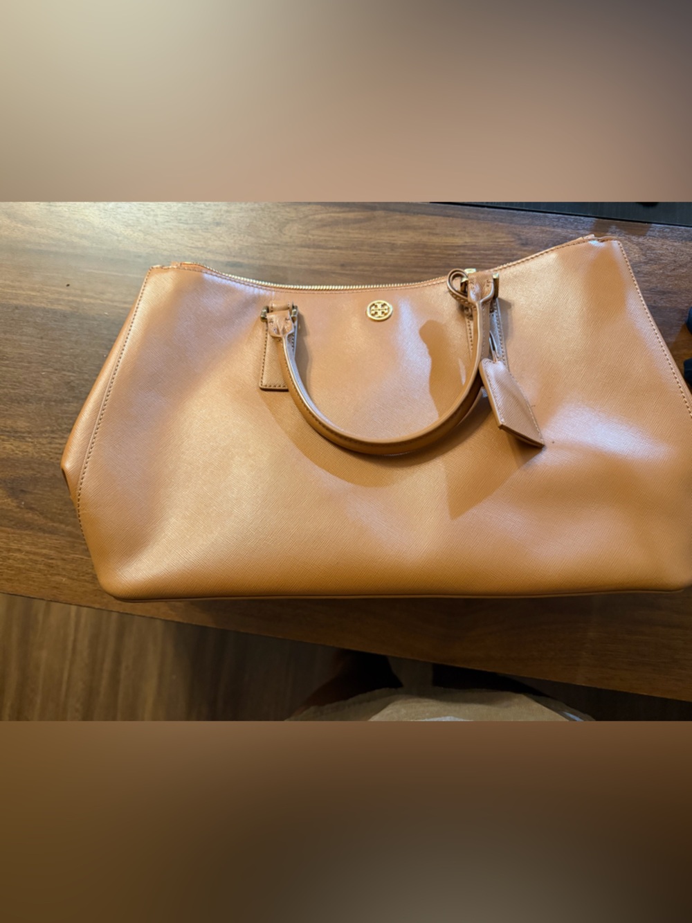 Tory Burch Cognac Saffiano Leather Tote